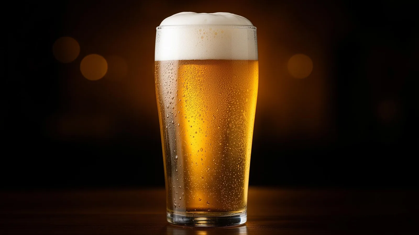 Vaso de cerveza artesanal dorada con espuma cremosa, servida correctamente